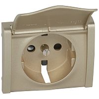 LEGRAND Galea Life Панель лицевая розетки 2К+З со шторками с крышкой титан (771422 )