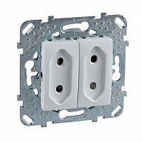 SCHNEIDER ELECTRIC UNICA Розетка двойная в рамку без заземления со шторками 10А белая (MGU5.3131.18ZD)