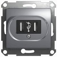 SCHNEIDER ELECTRIC GLOSSA Розетка USB в рамку алюминий (GSL000332)