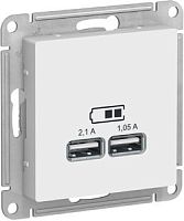 SCHNEIDER ELECTRIC Розетка ATLASDESIGN USB 5В 1 порт x 2,1 А 2 порта х 1,05 А механизм белый (ATN000133)