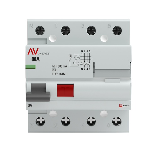 EKF Устройство защитного отключения DV 4P 80А/300мА  (AC) AVERES (rccb-4-80-300-ac-av) фото 2