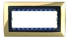 SIMON Рамка с суппортом на 8 узких модулей, S82C, золото - графит (82884-66)