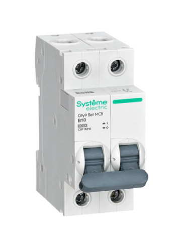 Systeme Electric Выключатель автоматический двухполюсный B 10А 2P 6kA 230В City9 Set (C9F16210) Systeme Electric Выключатель автоматический двухполюсный B 10А 2P 6kA 230В City9 Set (C9F16210)
