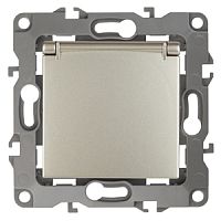ЭРА Розетка 2P+E Schuko со шторками с крышкой, 16A-250В, , шампань, 12-2103-04 (Б0014696)