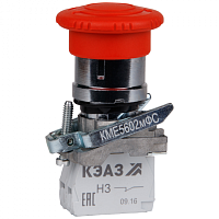 KEAZ Кнопка КМЕ5602мФС-красный-0но+2нз-гриб-фикс-IP65-КЭАЗ (248264)