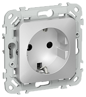 FLITE Розетка с заземлением с защитными шторками безвинтовое крепление 16А  алюминий (FI-R14-16-1-K47)