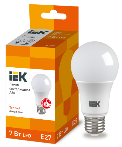 IEK Лампа светодиодная LED 7вт E27 тепло-белый ECO (LLE-A60-7-230-30-E27) фото 2