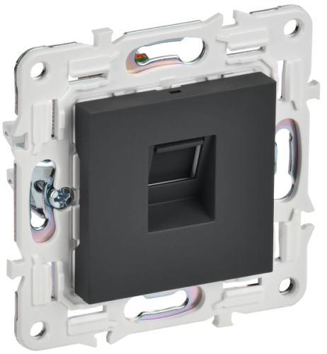 IEK SKANDY Розетка компьютерная RJ45 кат.6 SK-K02G графит  (SK-K10-2-K53)