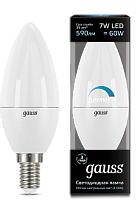 GAUSS Лампа светодиодная LED 7вт, 230в, Е14, белый, dim, свеча  (103101207-D)