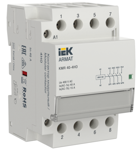 IEK ARMAT Контактор модульный KMR 40А 230В AC 4НО  (AR-KMR10-040-40-230)