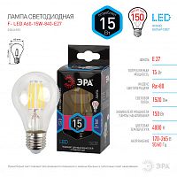 ЭРА Лампа светодиодная F-LED A60-15W-840-E27   (филамент, груша, 15Вт, тепл, Е27)  (10/100/1500)  (Б0046983)