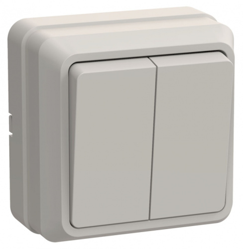 IEK ОКТАВА Выключатель двухклавишный наружный бежевый 10А (EVO20-K33-10-DC)