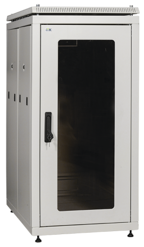 ITK Шкаф сетевой 19дюйм LINEA N 24U 600х1000 мм стеклянная передняя дверь, задняя перфорированная с