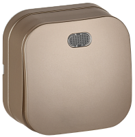 IEK GLORY Выключатель 1-клавишный для открытой установки с индикацией 10А ВС20-1-1-ХШм шампань матовый  (EVH11-K37M-10)