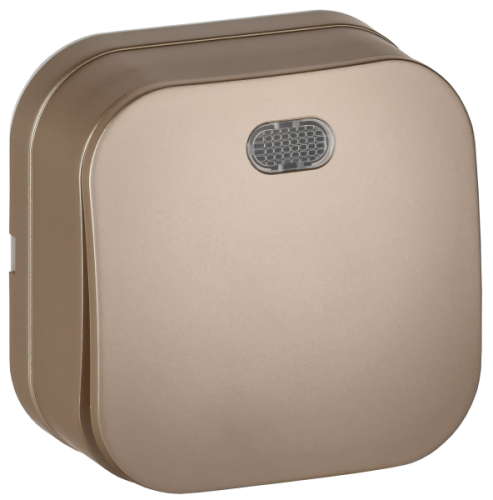 IEK GLORY Выключатель 1-клавишный для открытой установки с индикацией 10А ВС20-1-1-ХШм шампань матовый  (EVH11-K37M-10)