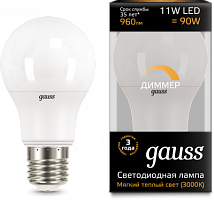 GAUSS Лампа светодиодная LED 11Вт A60-dim E27 3000К диммируемая  (102502111-D)