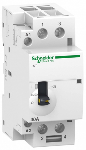 SCHNEIDER ELECTRIC Контактор модульный iCT 63A 2НО 24В AC с ручным управлением (A9C21162)