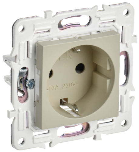 IEK SKANDY Розетка с заземлением без защитных шторок 16А SK-R05B бежевый  (SK-R11-16-K10)