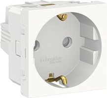 SCHNEIDER ELECTRIC Розетка UNICA MODULAR с заземлением со шторками винтовой зажим 16А 250В 2 модуля белый (NU303718)