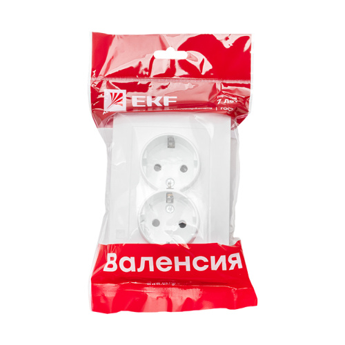 EKF Валенсия розетка 2-местная с/з 16А белая с защ. штор. EKF PROxima (EWR16-128-10) фото 2 EKF Валенсия розетка 2-местная с/з 16А белая с защ. штор. EKF PROxima (EWR16-128-10) фото 2