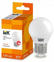 IEK Лампа светодиодная LED 3вт E27 тепло-белый матовый шар ECO (LLE-G45-3-230-30-E27)