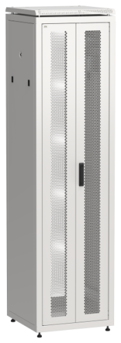 IEK Шкаф напольный сетевой 19' LINEA N 47U 600х600мм передняя распашная перфорированная дверь задняя перфорированная серый (LN35-47U66-2PP)