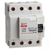 EKF Выключатель дифференциального тока  (УЗО) 4п 16А 10 мА АС (elcb-4-16-10-em)