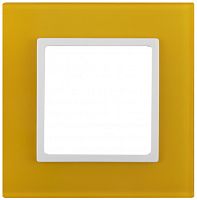 ЭРА Рамка на 1 пост, стекло,  Elegance, жёлтый+бел, 14-5101-21 (Б0034476)