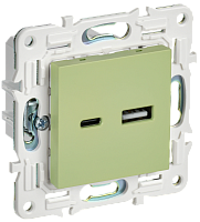 IEK SKANDY Розетка USB A+C 3,1А SK-R14G мятный  (SK-U22-D31-K06)