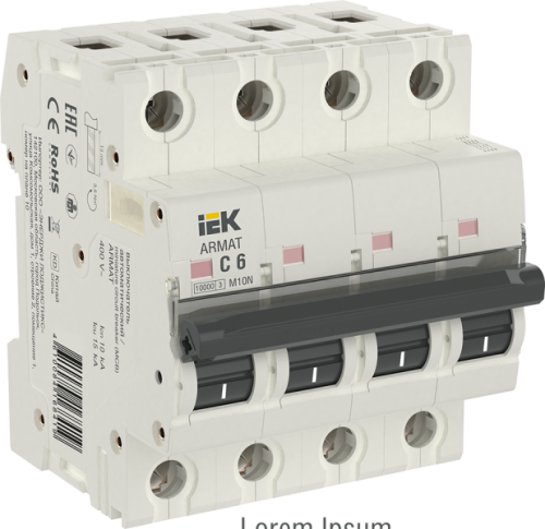IEK ARMAT Выключатель автоматический четырехполюсный C 6А M10N (AR-M10N-4-C006)