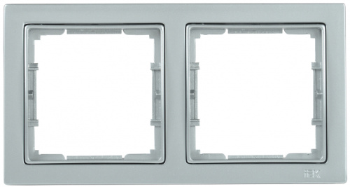 IEK РУ-2-БС Рамка двухместная квадратная BOLERO Q1 серебряный IEK  (EMB22-K23-Q1)