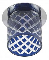 ЭРА Светильник  декор DK54 CH/BL cтекл.стакан ромб G9,220V, 40W, хром/синий  (3/30/840)  (Б0003006)