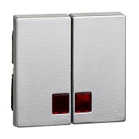 SCHNEIDER ELECTRIC Клавиша 2шт с красным окошком для светоиндикатора алюминий (MTN3456-0460)