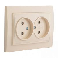 EKF Розетка Лондон двухместная без заземления 10А бежевая с защитными шторками (EER10-102-200)