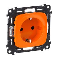 LEGRAND Valena ALLURE Розетка силовая 2К+З 16А 250В со шторками безвинтовые зажимы с лицевой панелью Оранжевый (754981 )