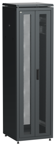 IEK Шкаф напольный сетевой 19' LINEA N 42U 600х600мм передняя распашная перфорированная дверь задняя перфорированная черный (LN05-42U66-2PP)