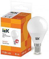 IEK Лампа светодиодная LED 9вт Е14 тепло-белый матовый шар ECO