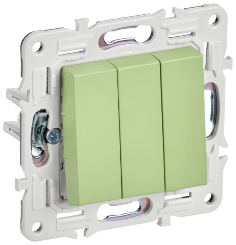 IEK SKANDY Выключатель 3-клавишный 10А SK-V11G мятный  (SK-V30-0-10-K06)