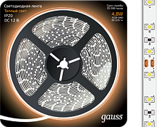 GAUSS Лента светодиодная LED 2835/60-SMD 4.8W 12V DC теплый белый 5м (312000105)