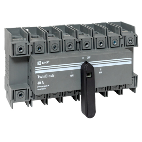 EKF Рубильник 40A 4P реверсивный c рукояткой для прямой установки TwinBlock EKF (tb-s-40-4p-rev)