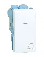 SIMON Кнопка клавишная звонок с подсветкой узкая, 10А 250В, S27 белый (27160-64)