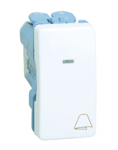 SIMON Кнопка клавишная звонок с подсветкой узкая 10А 250В, S27 слоновая кость (27160-61)