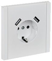 IEK FORTE&PIANO Розетка 1-местная с заземлением с защитными шторками винтовое крепление 16А USB A+A 3,1А FP245 белый  (FP-R14-16-U21-D31-K01)