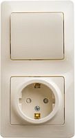 SCHNEIDER ELECTRIC Блок: розетка с заземлением со шторками + выключатель одноклавишный бежевый (GSL000270)