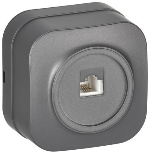 IEK GLORY Розетка для открытой установки телефонная RJ11 РТ20-ХСм сталь матовый  (ETH10-K46M)