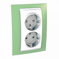 SCHNEIDER ELECTRIC UNICA Двойная Розетка с з/к Зеленое яблоко (MGU63.067.863)
