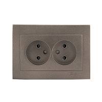 EKF Валенсия лицевая панель розетка 2-местной б/з 10А графит с защ. штор. EKF PROxima (ESR10-L-102-60)