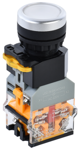 IEK Кнопка D8-11D d=22мм 1з+1р с подсветкой белая (BBT30-11D-3-12-K01)