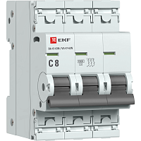 EKF Автоматический выключатель 3P 8А (C) 6кА ВА 47-63N PROxima (M636308C)