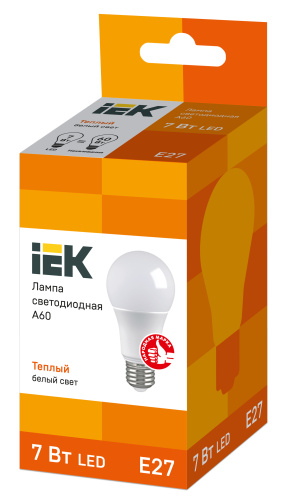 IEK Лампа светодиодная LED 7вт E27 тепло-белый ECO (LLE-A60-7-230-30-E27) фото 3